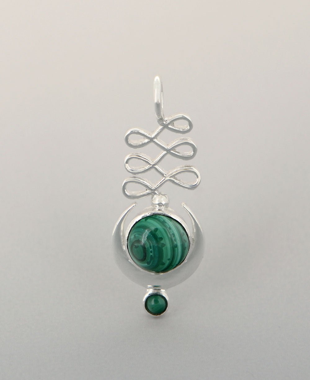 Sterling Silver Unalome Moon Malachite Pendant、mySite、topwebapps