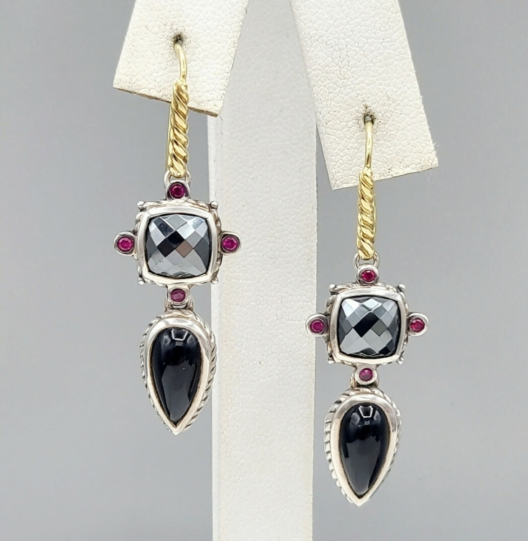 David Yurman Renaissance Drop Earrings Hematite, Onyx & Ruby、mySite、hinf8tx79