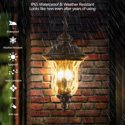 21"(H) Vintage Outdoor Lamp Post Light, Waterproof Garden Patio Lantern with Clear Glass Shade, Classic Bronze Finish, Ideal for Yard, Porch, Walkway, and Driveway Lighting (One Piece & No Bulb)、、eastwooduniform