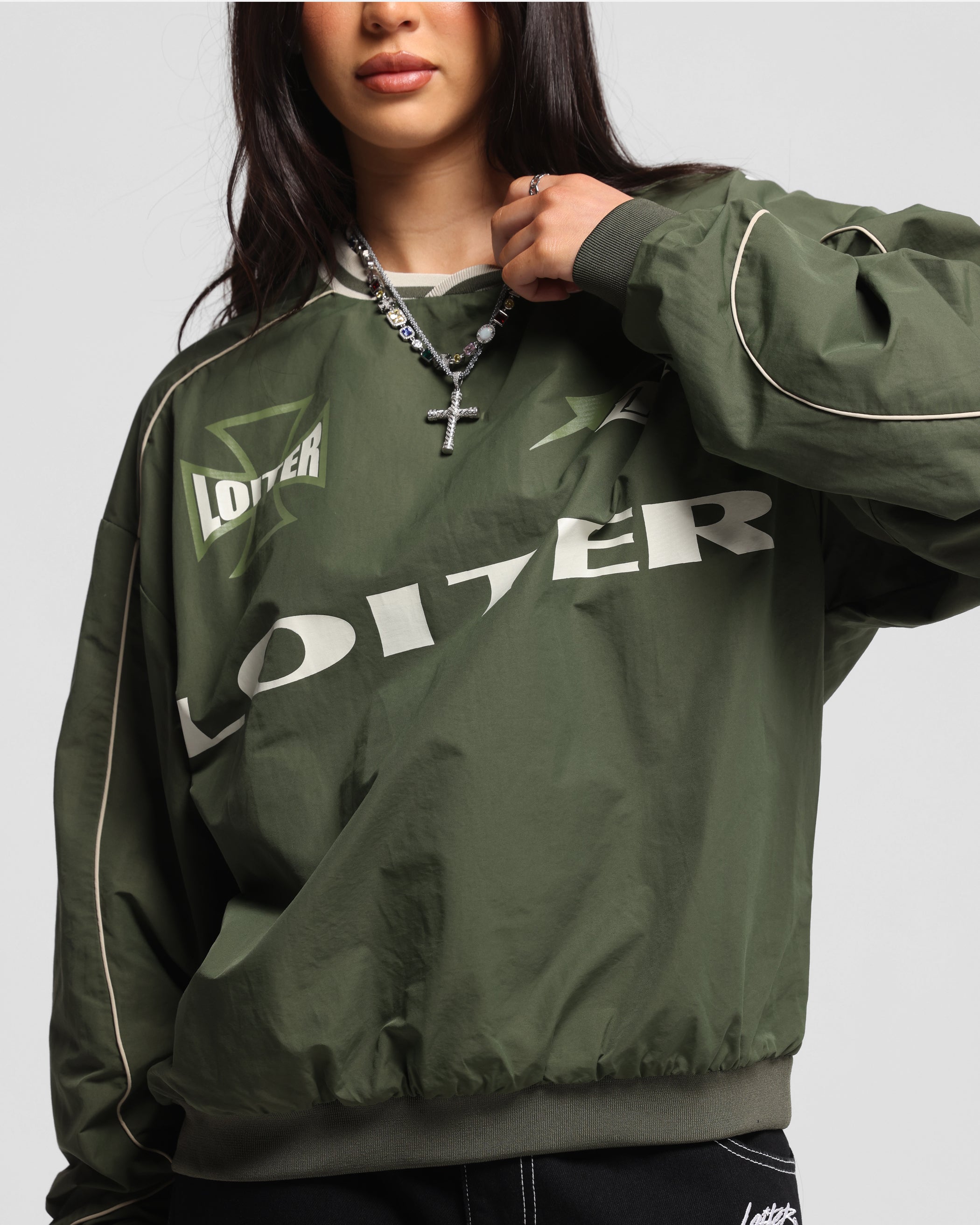 Loiter Racer Nylon Jersey Crewneck Dark Green、mySite、zt4zffjzw