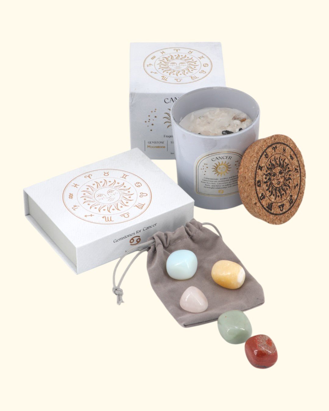 Cancer Zodiac Candle & Crystal Tumblestone Set、mySite、topwebapps