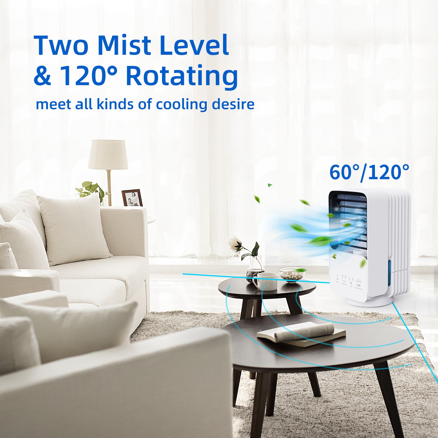 KLOUDIC Portable Air Conditioner Fan, Evaporative Air Cooler, USB Personal Desktop Cooling Fan with 3 Speeds,Small Air Cooler for Room、mySite、fannypackpong