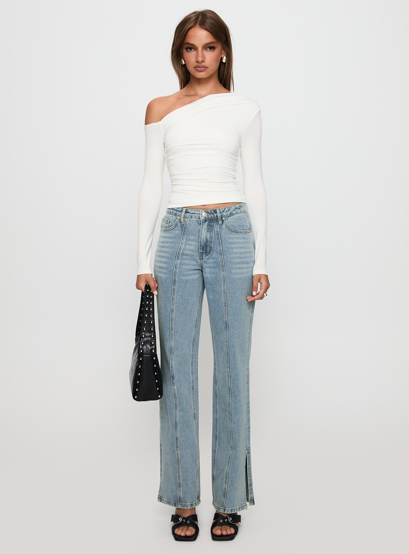 White Mustang Side Split Jean Light Blue、mySite、solidvoid