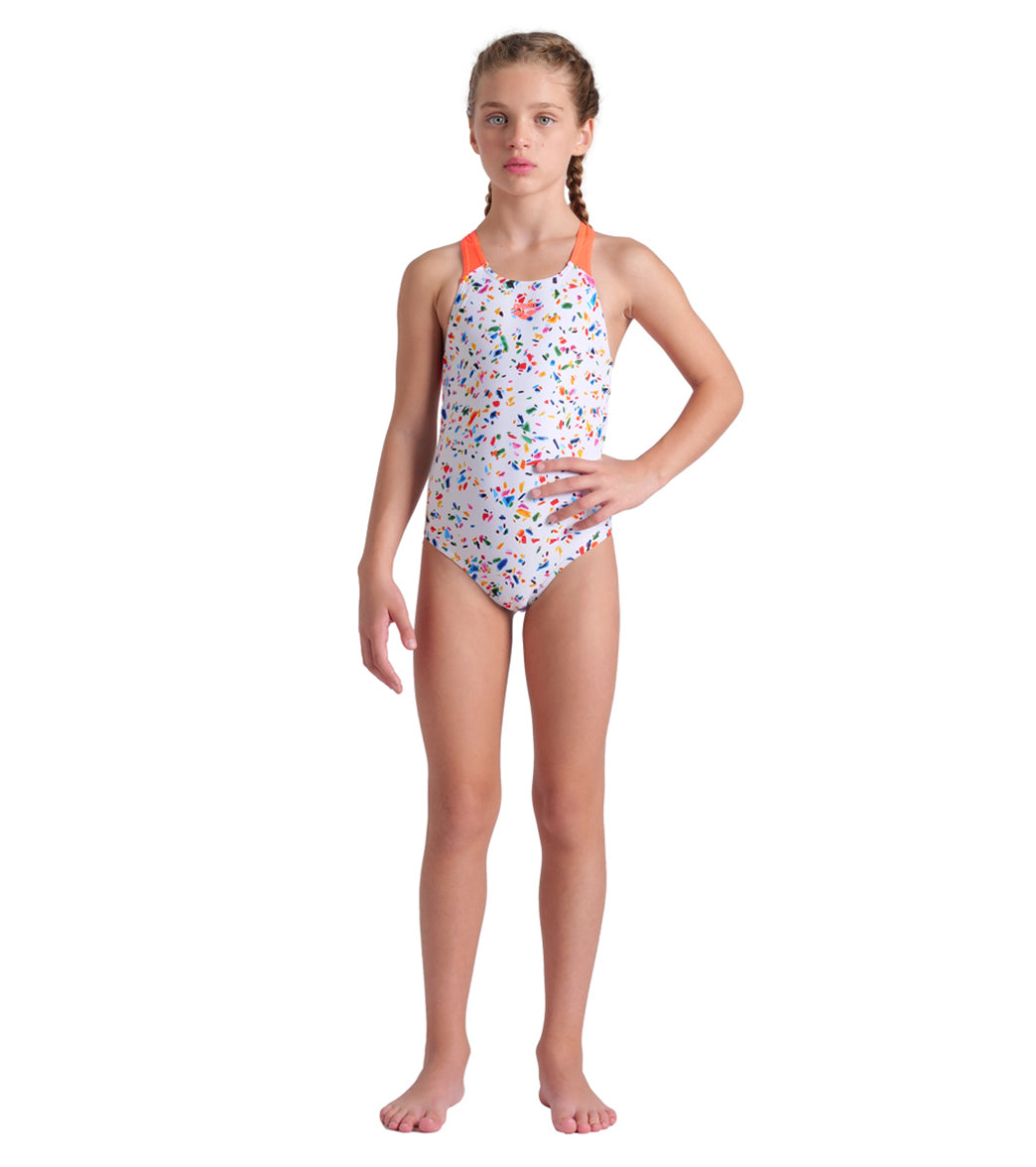 Arena Girls' Confetti Pro Back One Piece Swimsuit (Little Kid, Big Kid)、mySite、noshort