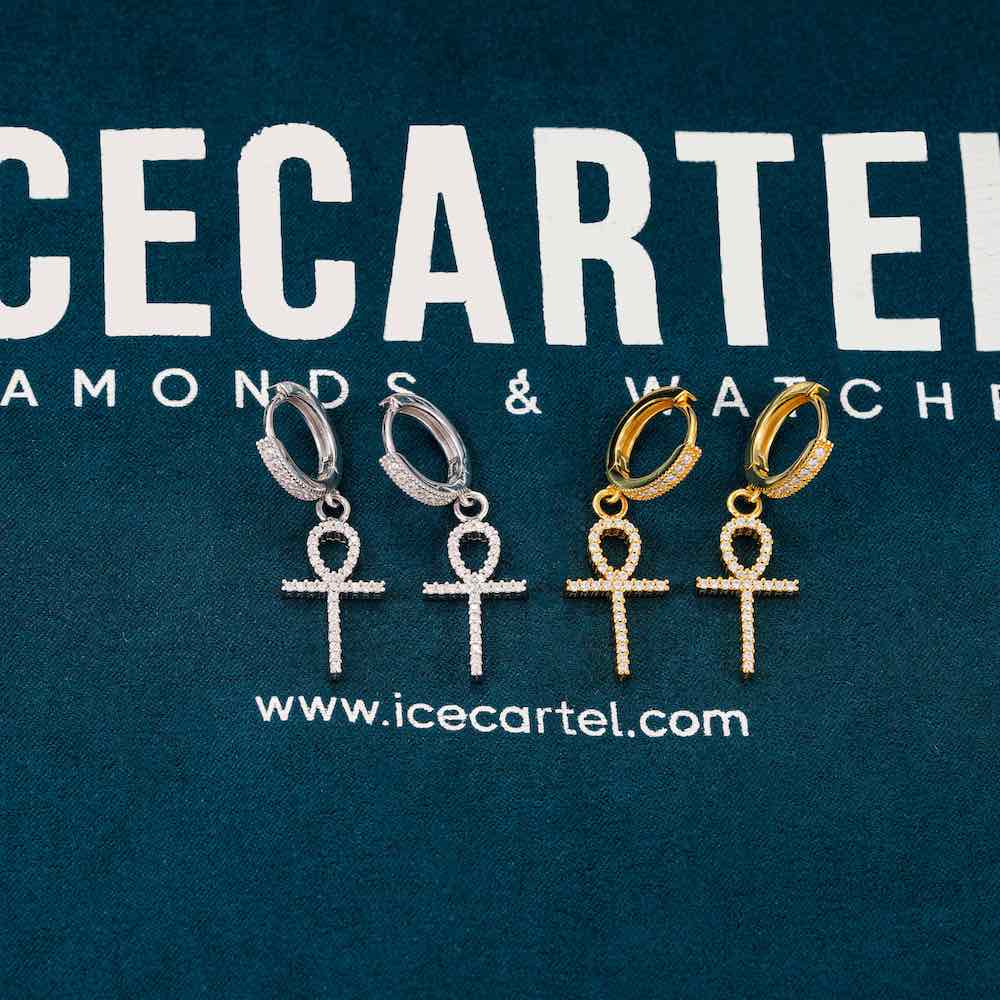 Moissanite Ankh Hoop Earrings 14K Gold、mySite、hinf8tx79