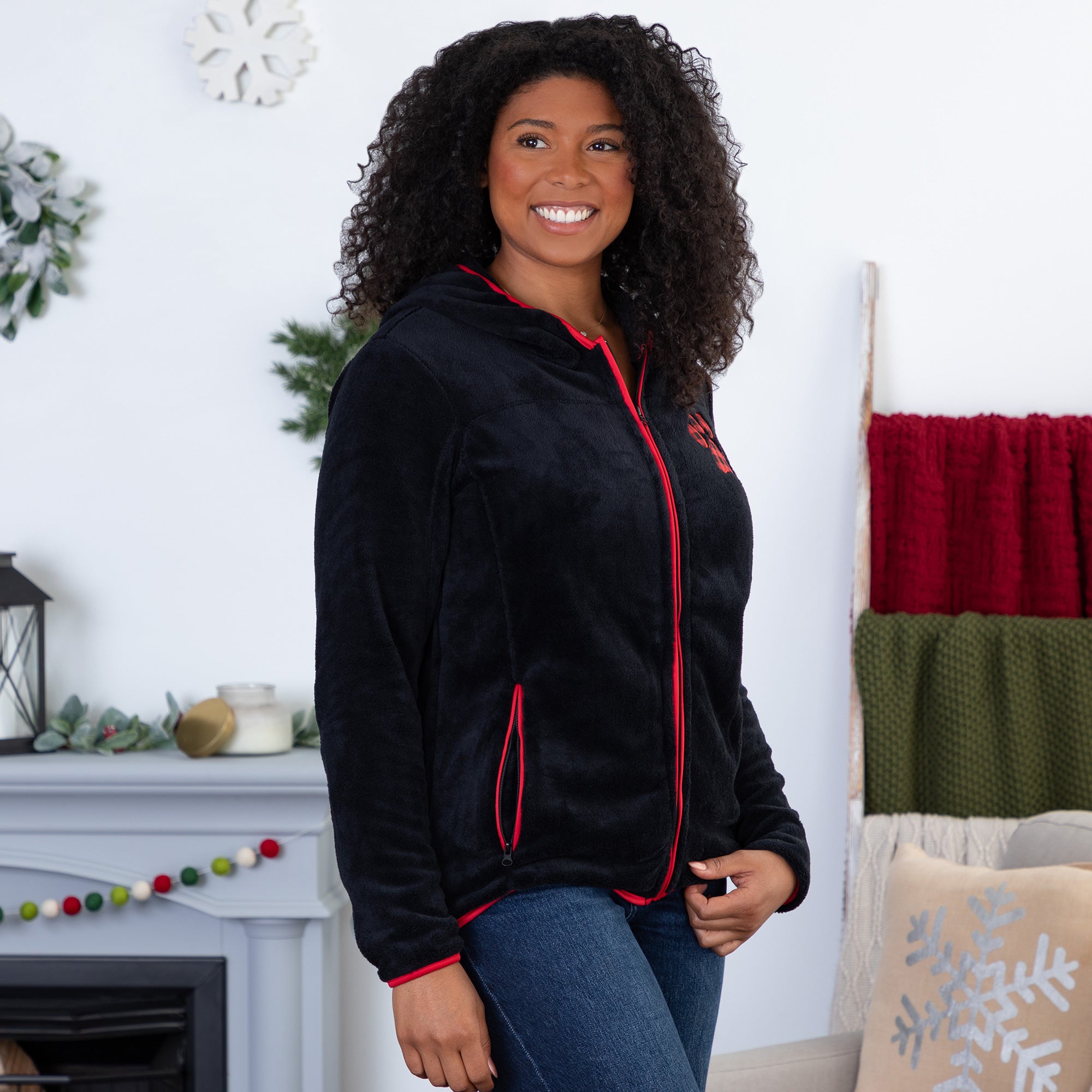 Buffalo Check Paw Print Plush Sherpa Hooded Jacket、mySite、camillekostekn