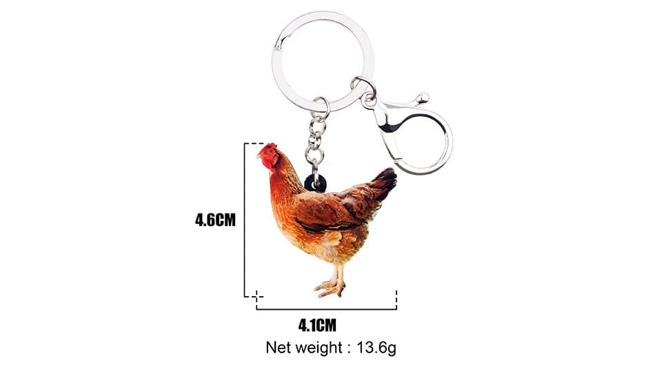 Red Hen Chicken Acrylic Keychain and Earrings Realistic Fun!、mySite、g9winljtr