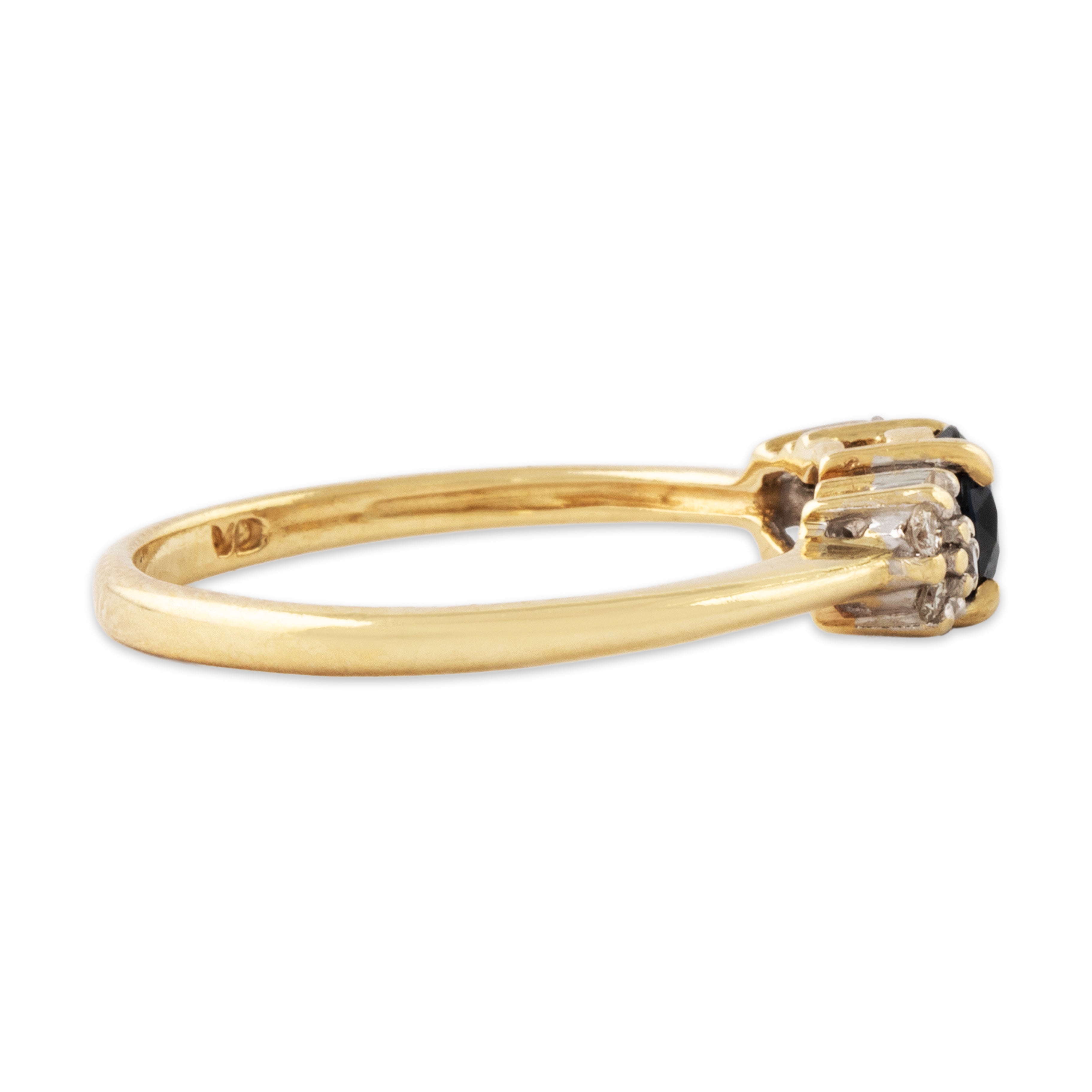 Vintage 14k Yellow Gold .45ct Blue Sapphire Diamond Ring 7.00、mySite、hinf8tx79