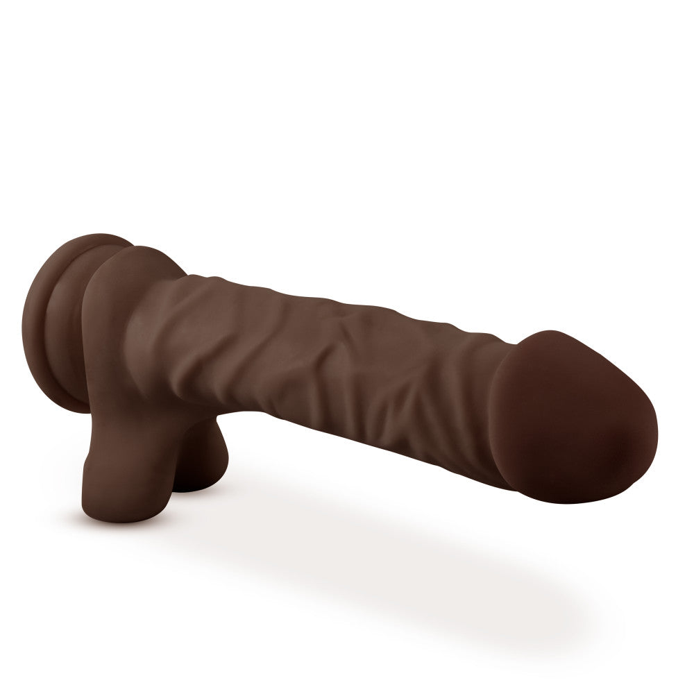 Dr. Skin Plus By Blush® | Realistic Chocolate 9-Inch Long Soft Yet Erect & Posable Dildo With Balls & Suction Cup Base、mySite、bottomscart