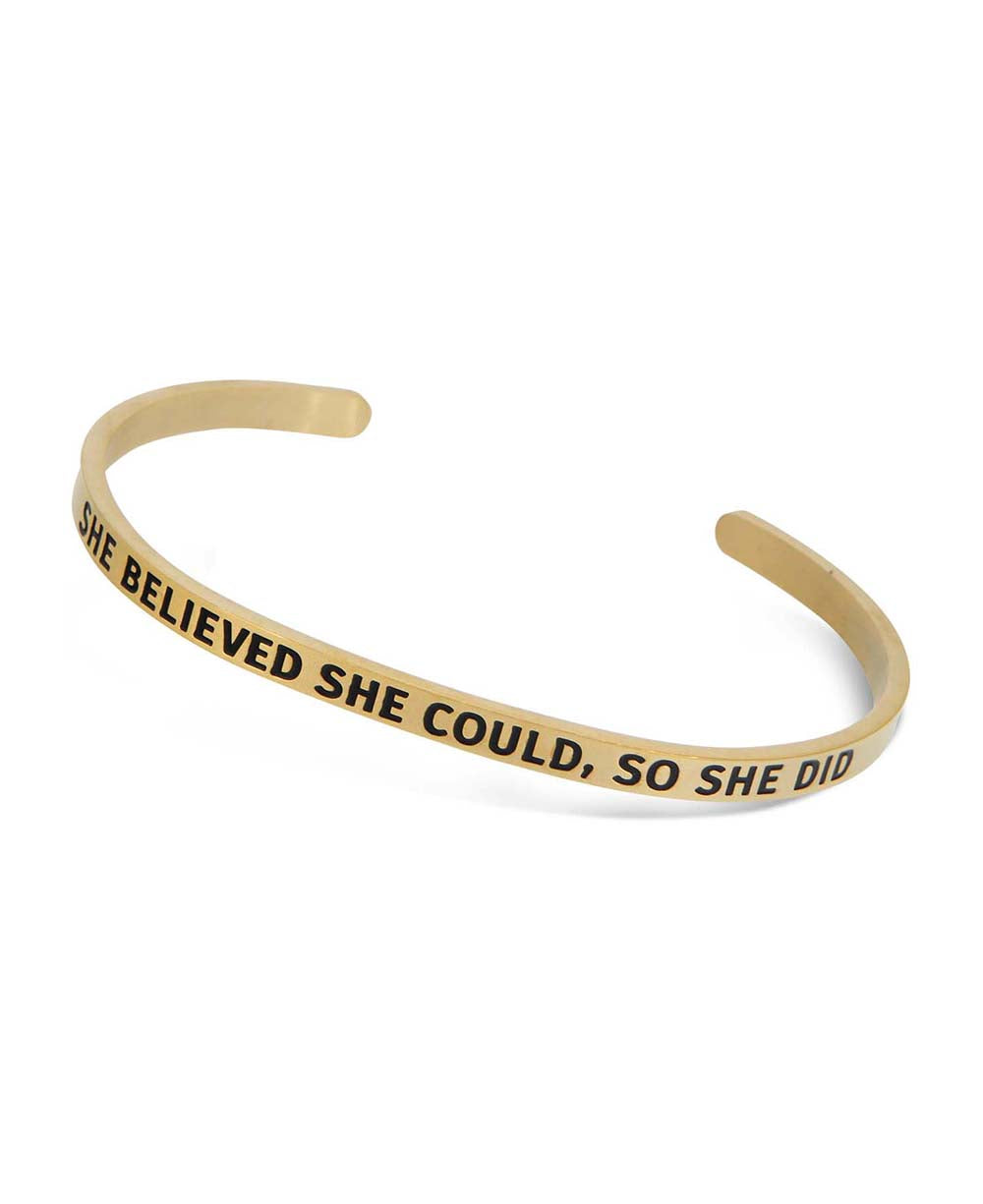 She Believed She Could So She Did, Inspirational Cuff Bracelet、mySite、topwebapps