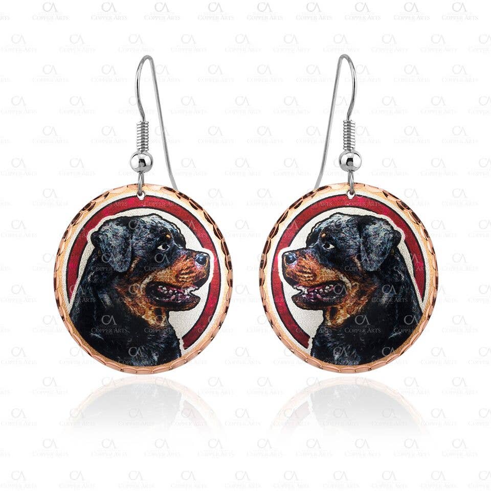 Rottweiler Copper Art Earrings, Handmade in the USA、mySite、g9winljtr