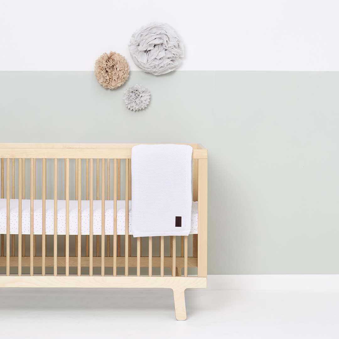  The Little Green Sheep Organic Knitted Fleece Baby Blanket - White、mySite、merchandisen