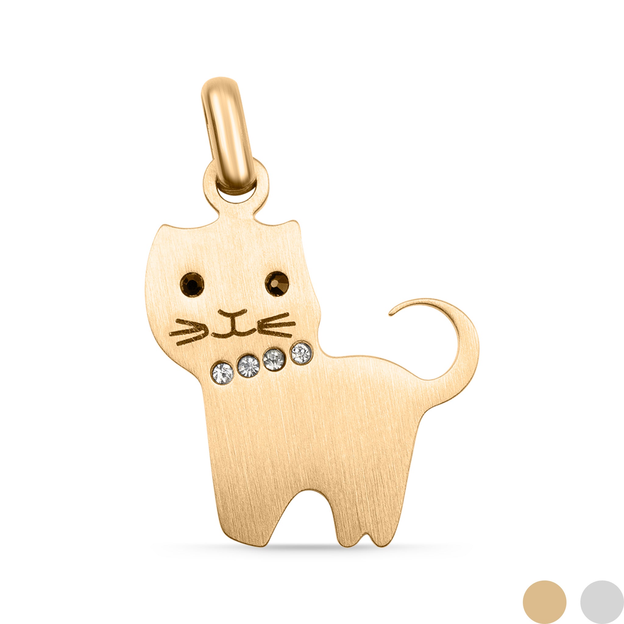 18K Gold PVD Stainless Steel Cat CZ Pendant / PDJ2059、mySite、dreamappss