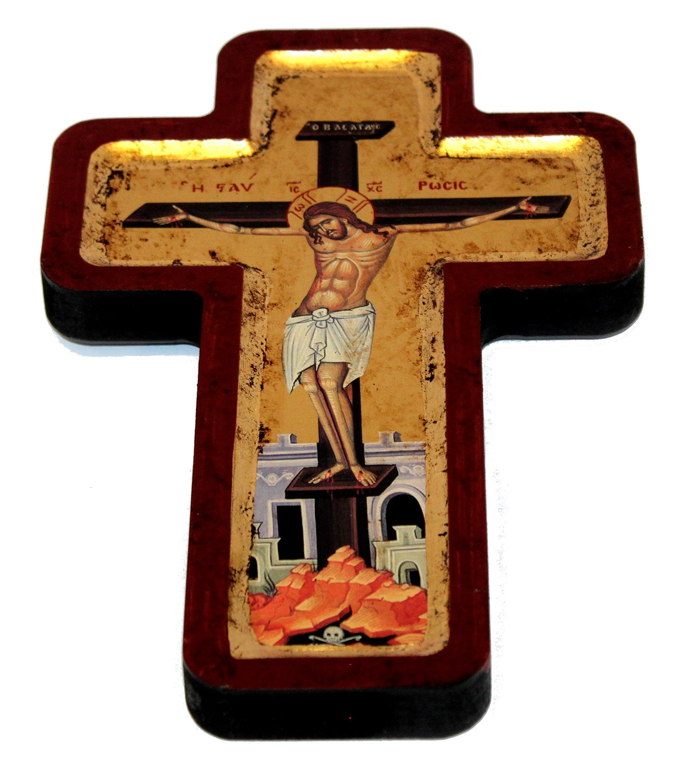 Crucifixion Cross Icon with sheets of Gold (Lithography) (9.5 x 6 inches)、mySite、topwebapps