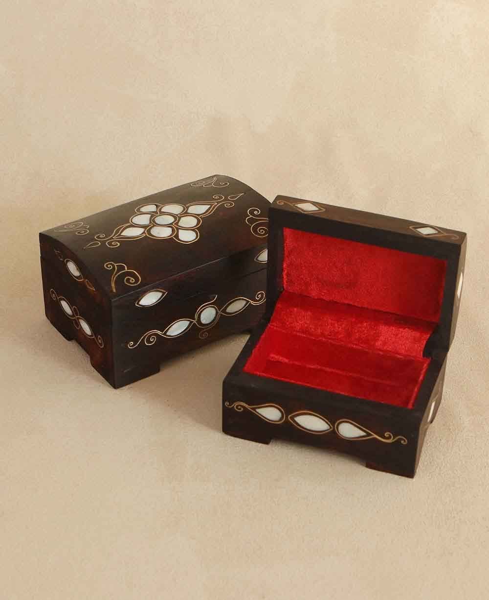 Mother of Pearl Inlay Wood Rectangular Mala or Jewelry Box、mySite、topwebapps
