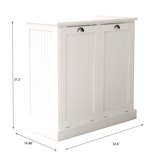 Two-Compartment Tilt-Out Laundry Sorter Cabinet-White、、casual