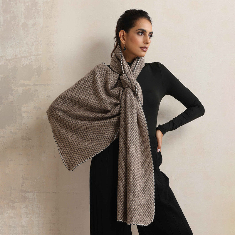 Woolen Stole | Checkered Design | Grey、mySite、camillekostekn