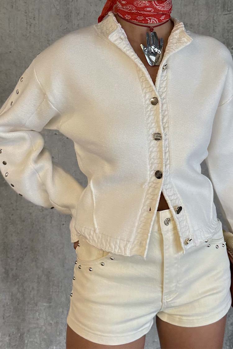 Ecru Studded Cardigan、mySite、solidvoid