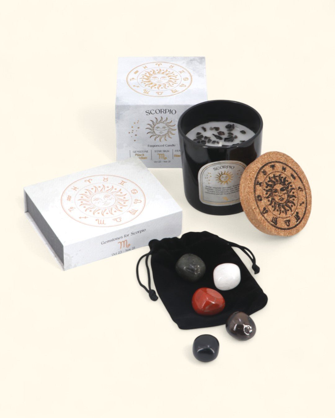 Scorpio Zodiac Candle & Crystal Tumblestone Set、mySite、topwebapps