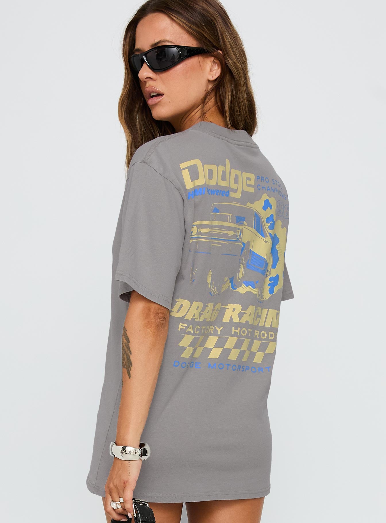 Dodge Racer Oversized Graphic Tee Grey、mySite、solidvoid