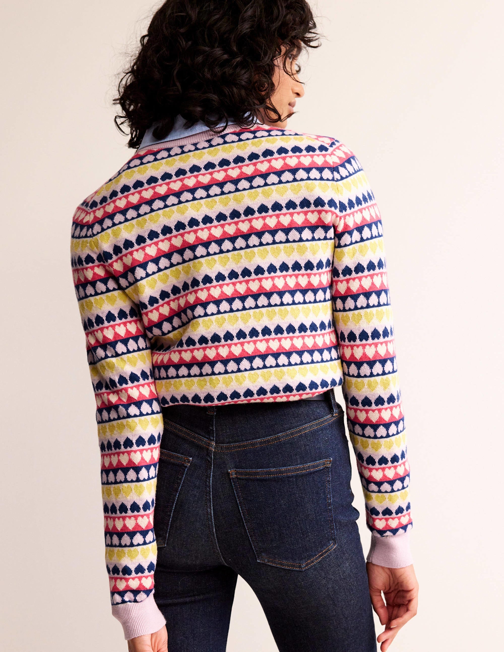  Isabel Heart Fair Isle Jumper-Multi, Ivory Geo Heart、mySite、ashleygrahame