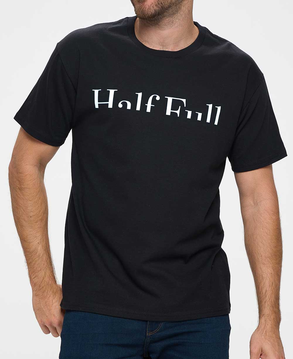 Men’s Organic Cotton Inspirational Half Full T-Shirt, USA、mySite、topwebapps