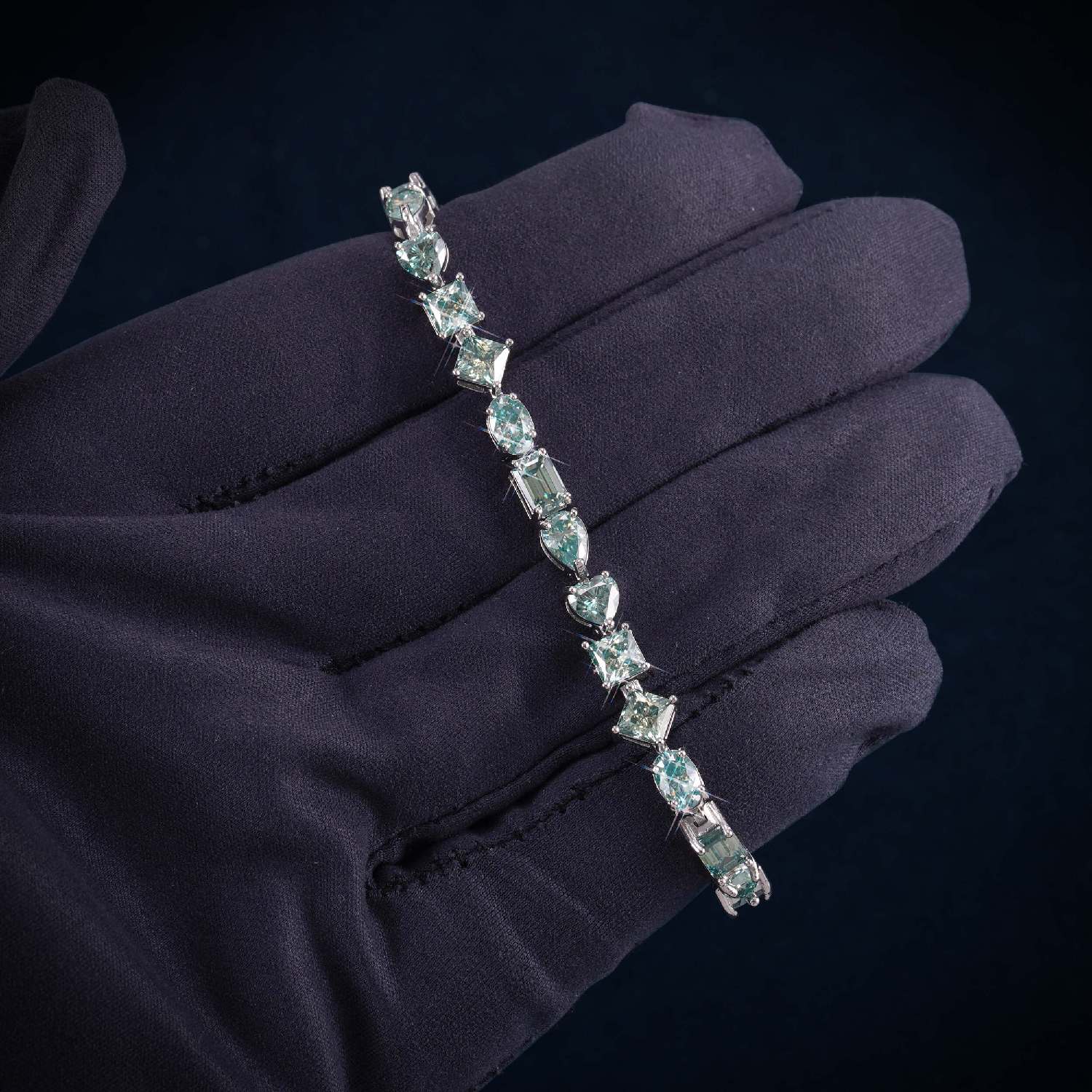 4MM Multi-Shape Moissanite Tennis Bracelet 14K Gold、mySite、hinf8tx79