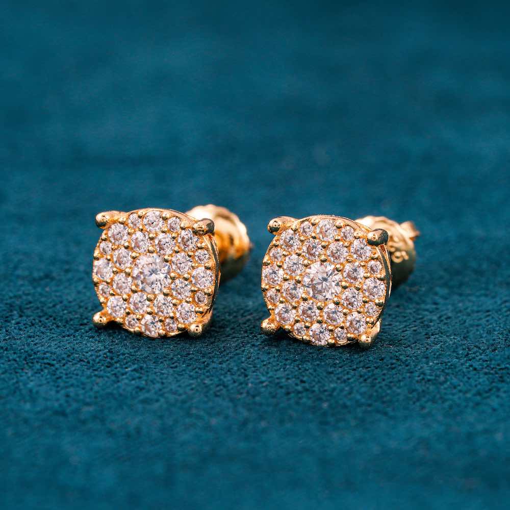 10MM Moissanite Cluster Stud Earrings 14K Gold、mySite、hinf8tx79