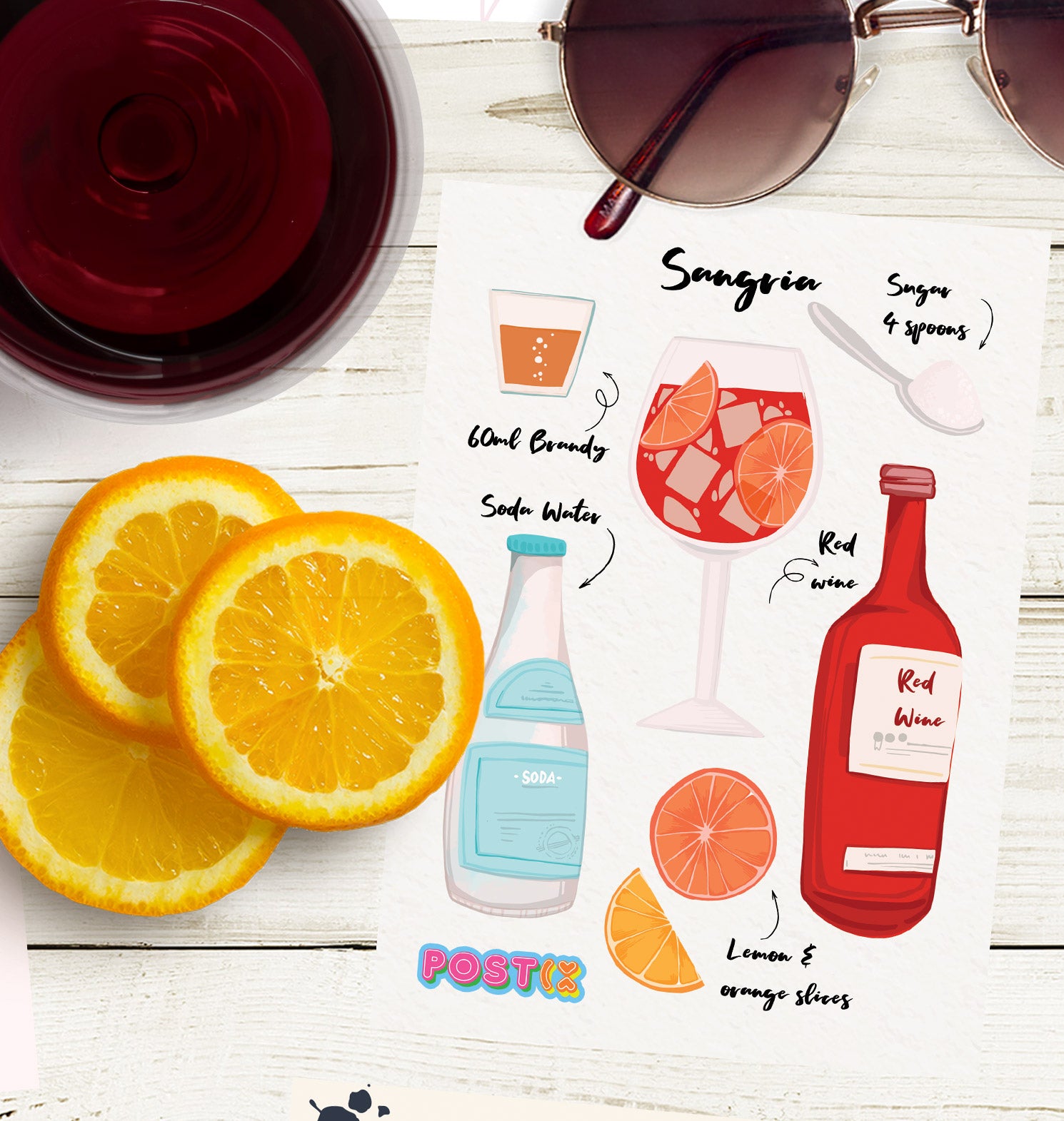  Sangria Recipe Mini Sticker Sheet、mySite、ghnorth