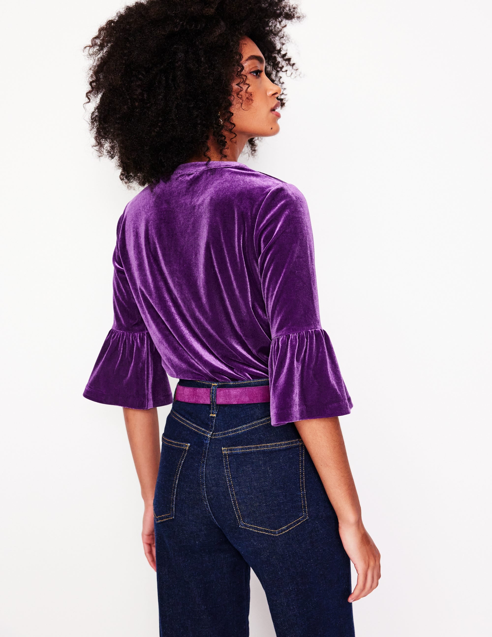  Notch Neck Frill Velvet Top-Viola、mySite、ashleygrahame