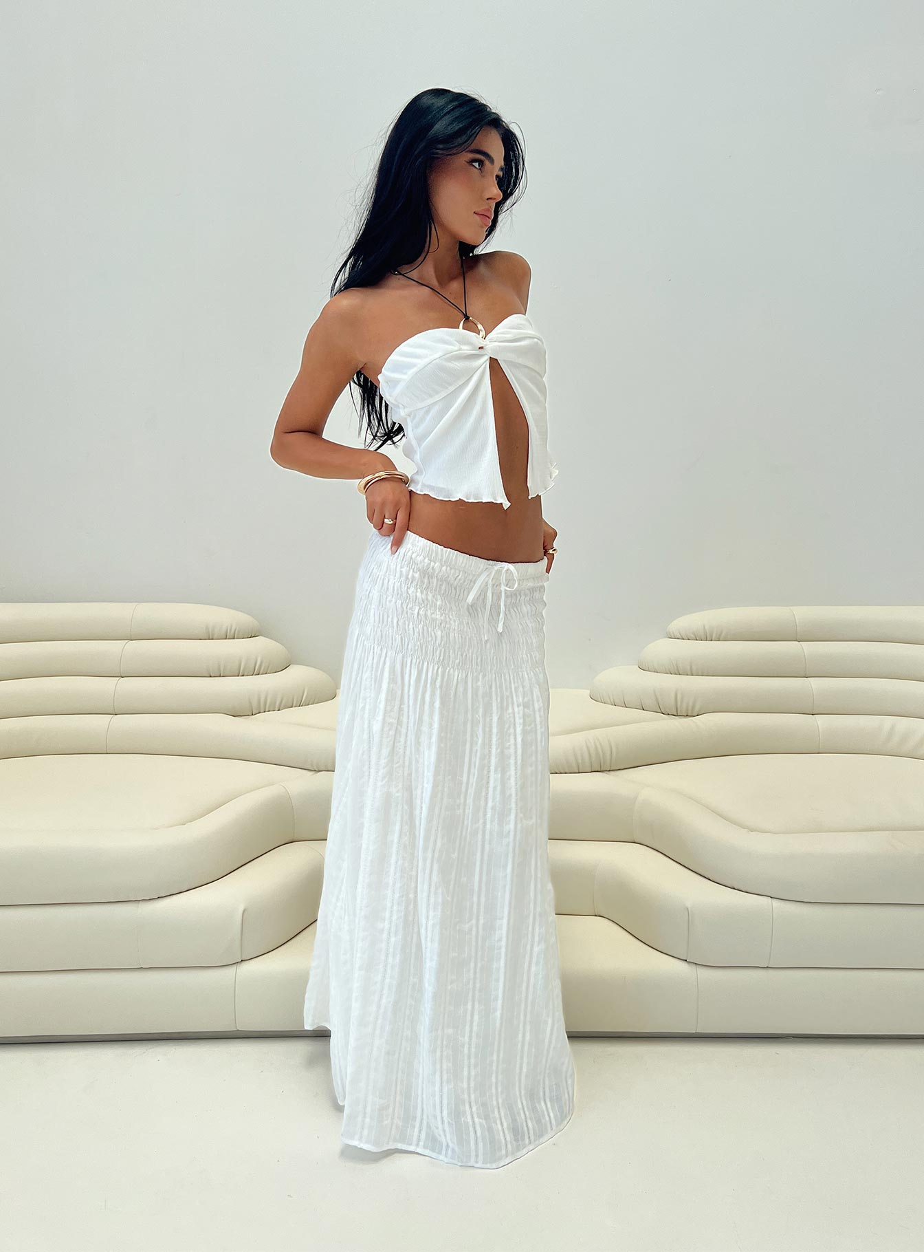 Carana Maxi Skirt White、mySite、solidvoid