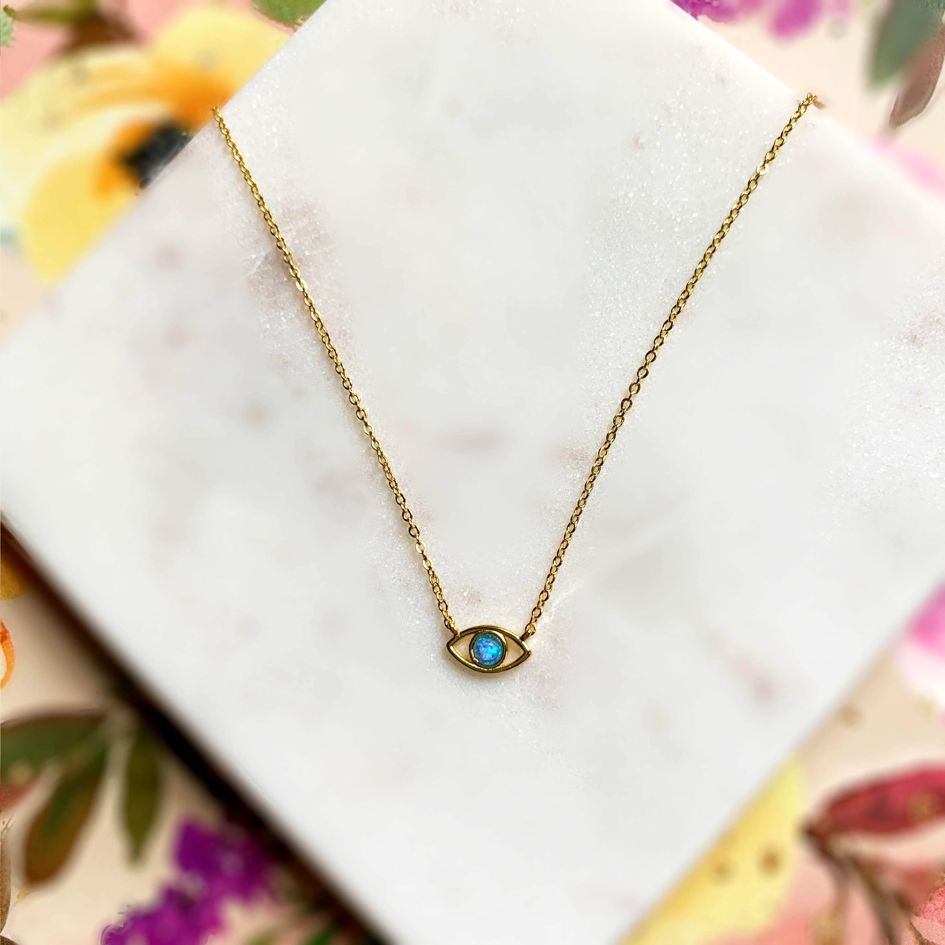 Opal Evil Eye Necklace - Gold or Silver、mySite、topwebapps