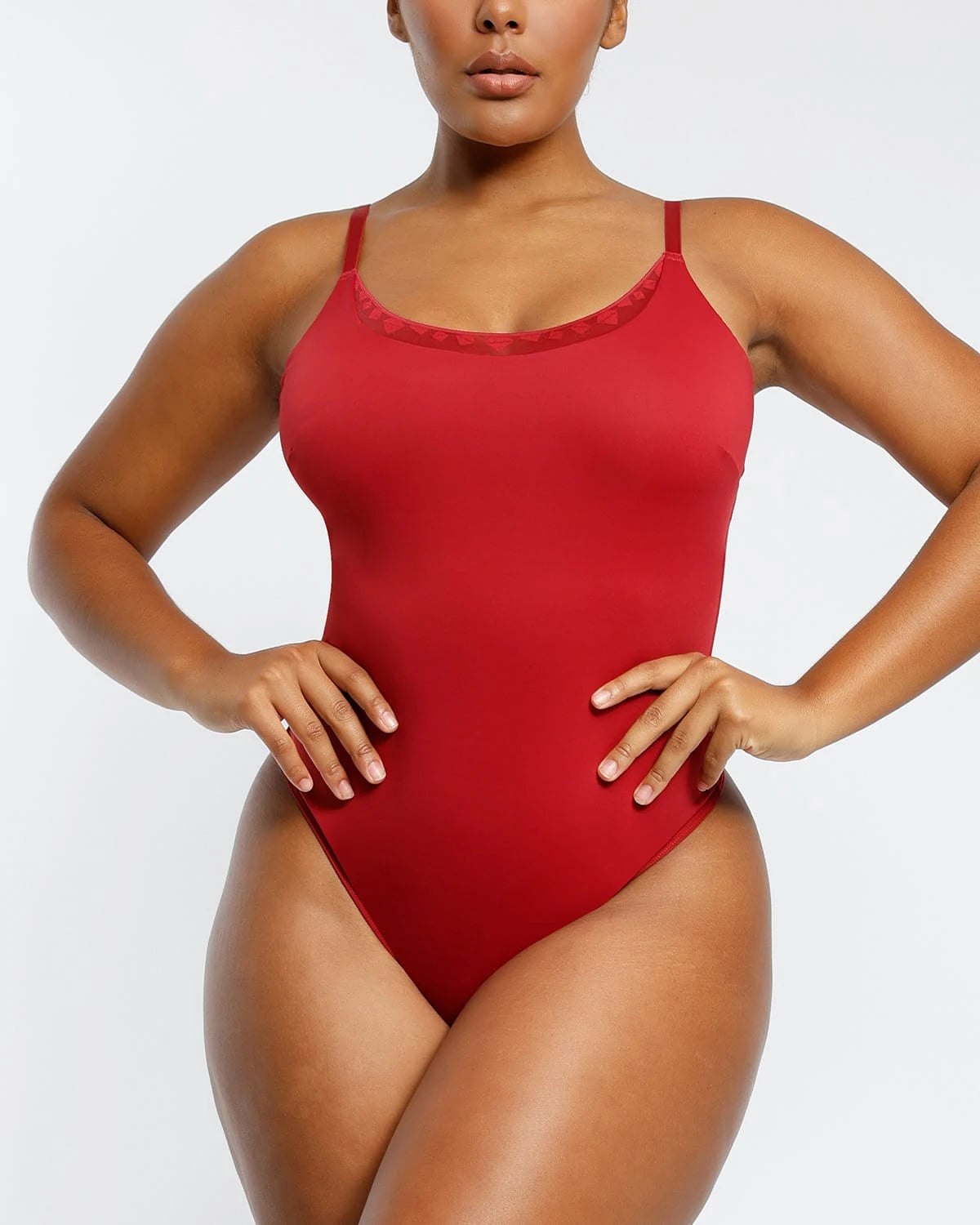 AirSlim® Lace Trim Cami Thong Bodysuit、mySite、bengalsvssteelers