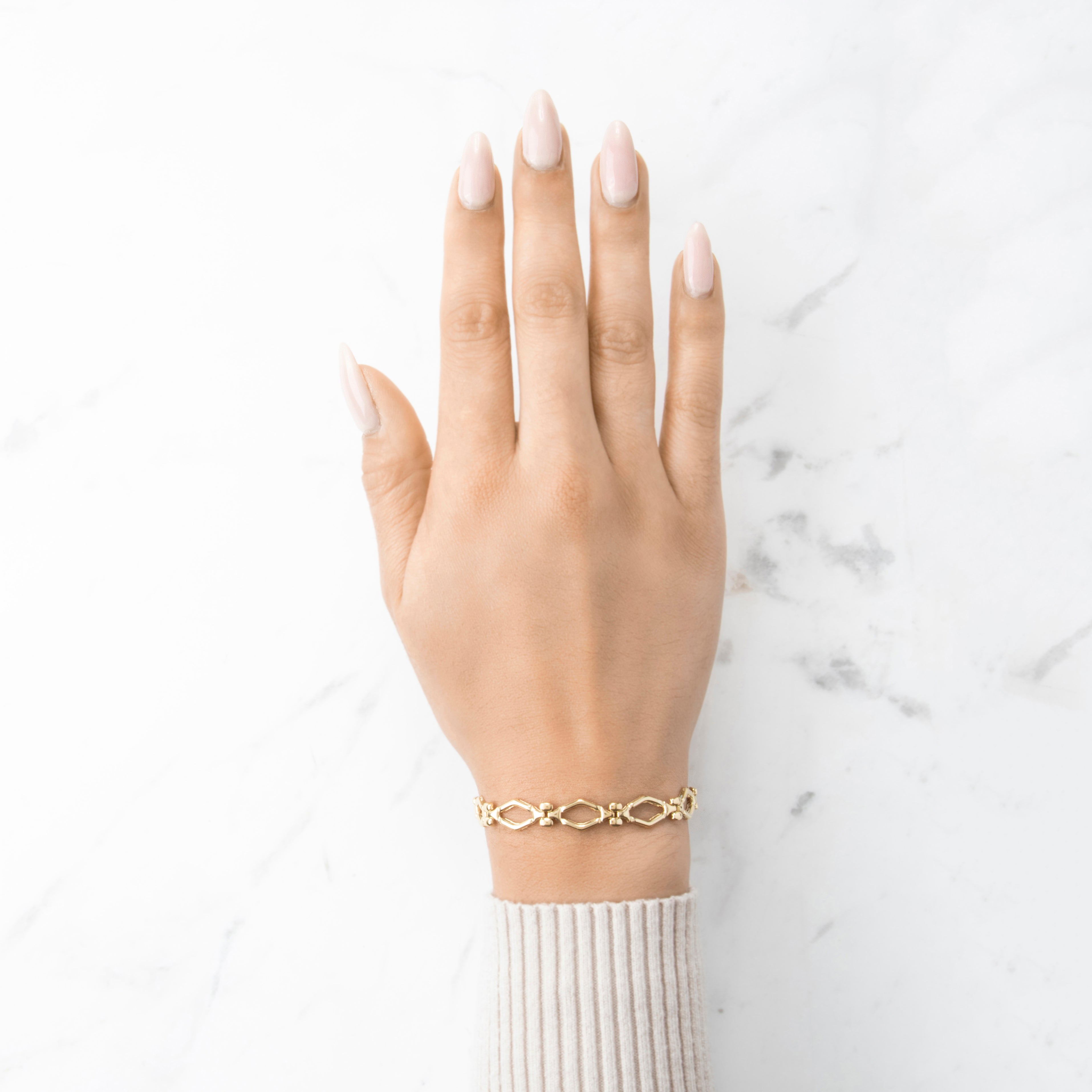 Vintage Italian 14k Yellow Gold Chic Open Link Bracelet 6.5、mySite、hinf8tx79