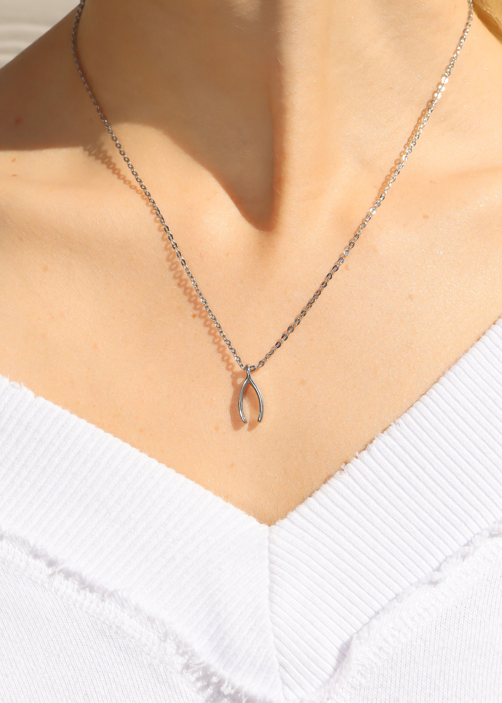 18K Gold PVD Stainless Steel Wishbone Charm / PDL0183、mySite、dreamappss