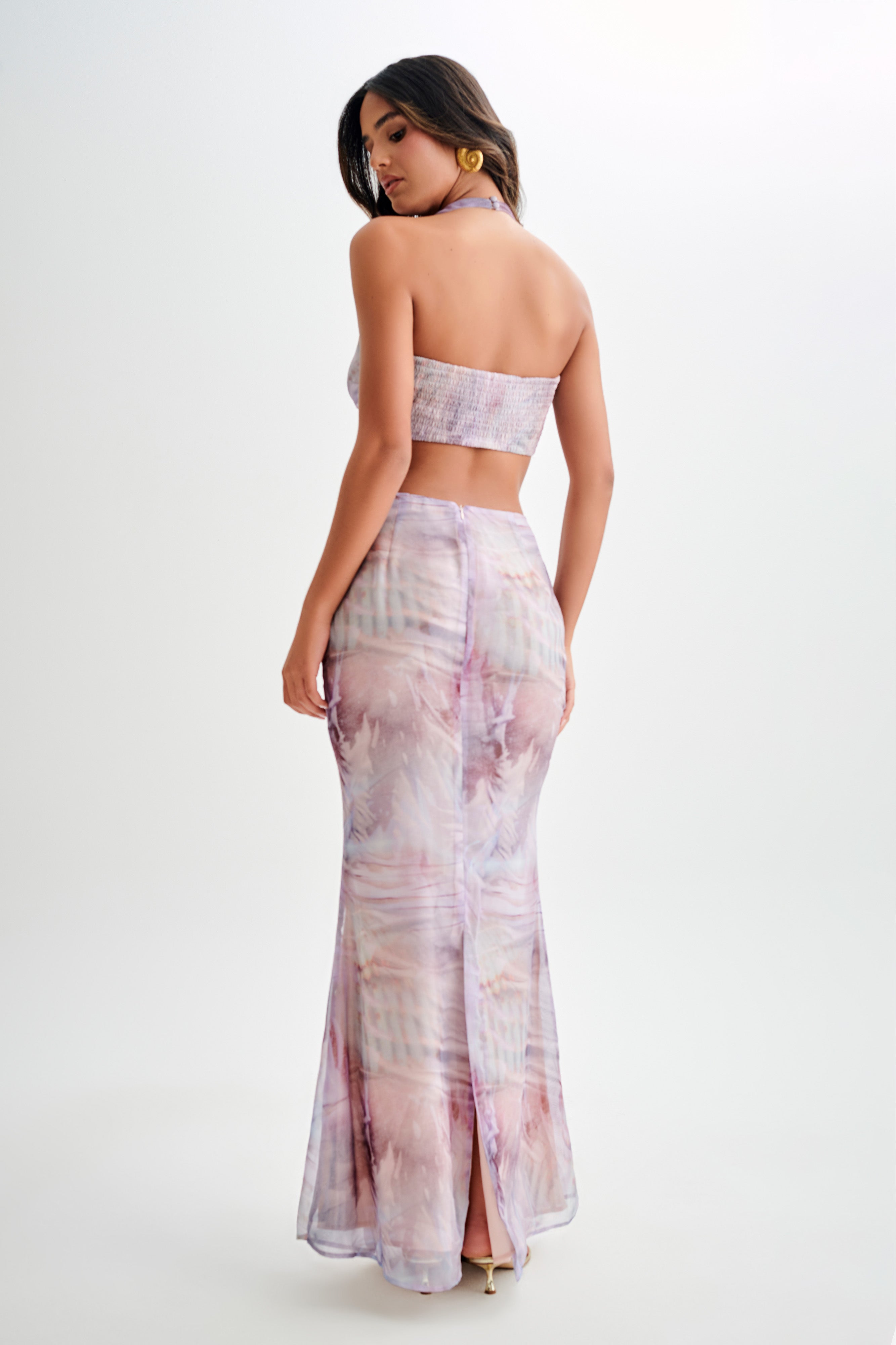 Ursula Ruched Maxi Skirt - Mermaid Shell Print、mySite、solidvoid