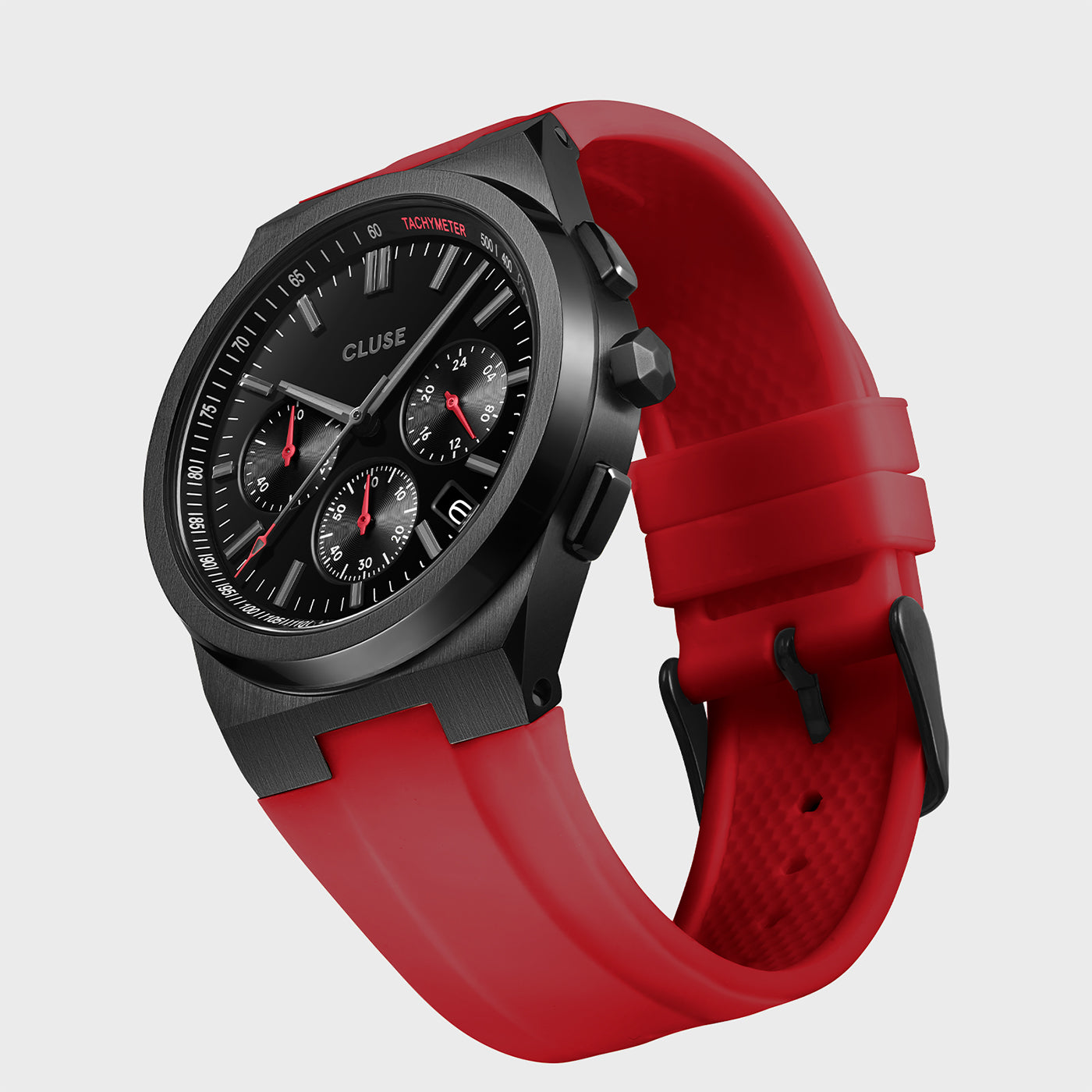 Vigoureux Chrono Watch Silicone Red, Black Colour、mySite、botmansion