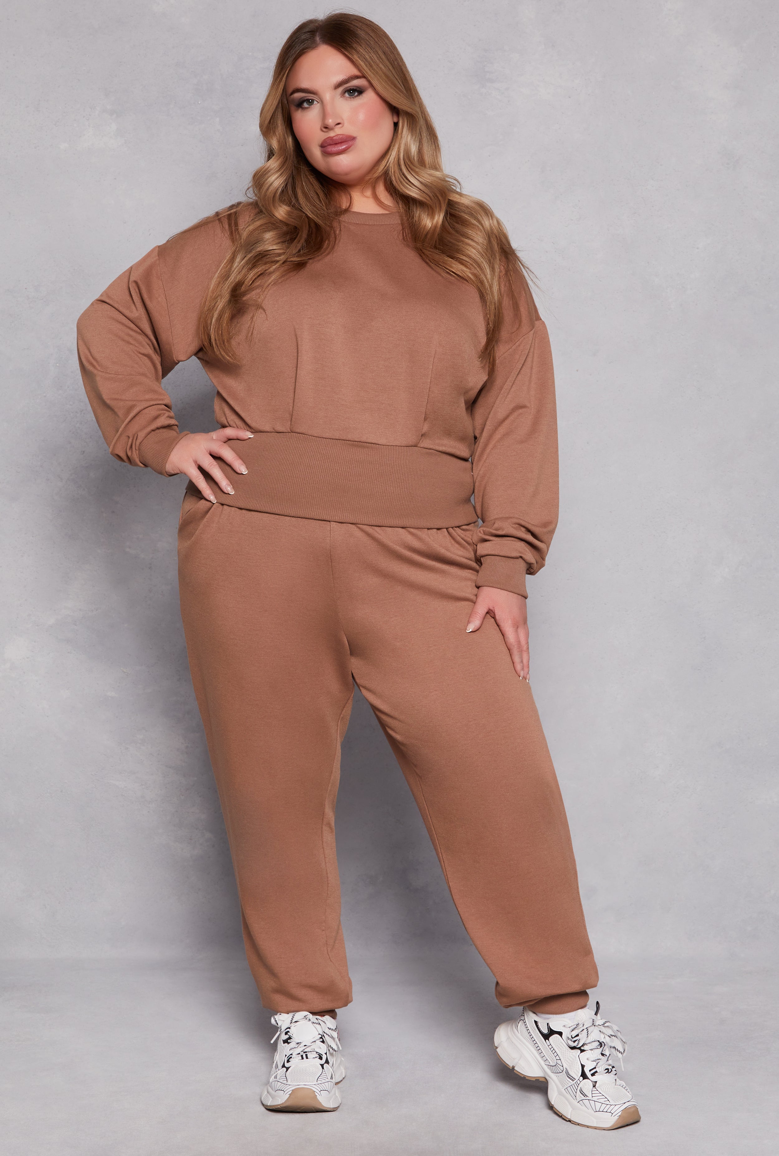 Plus Size Fleece Pullover Sweatshirt、mySite、camillekostekn