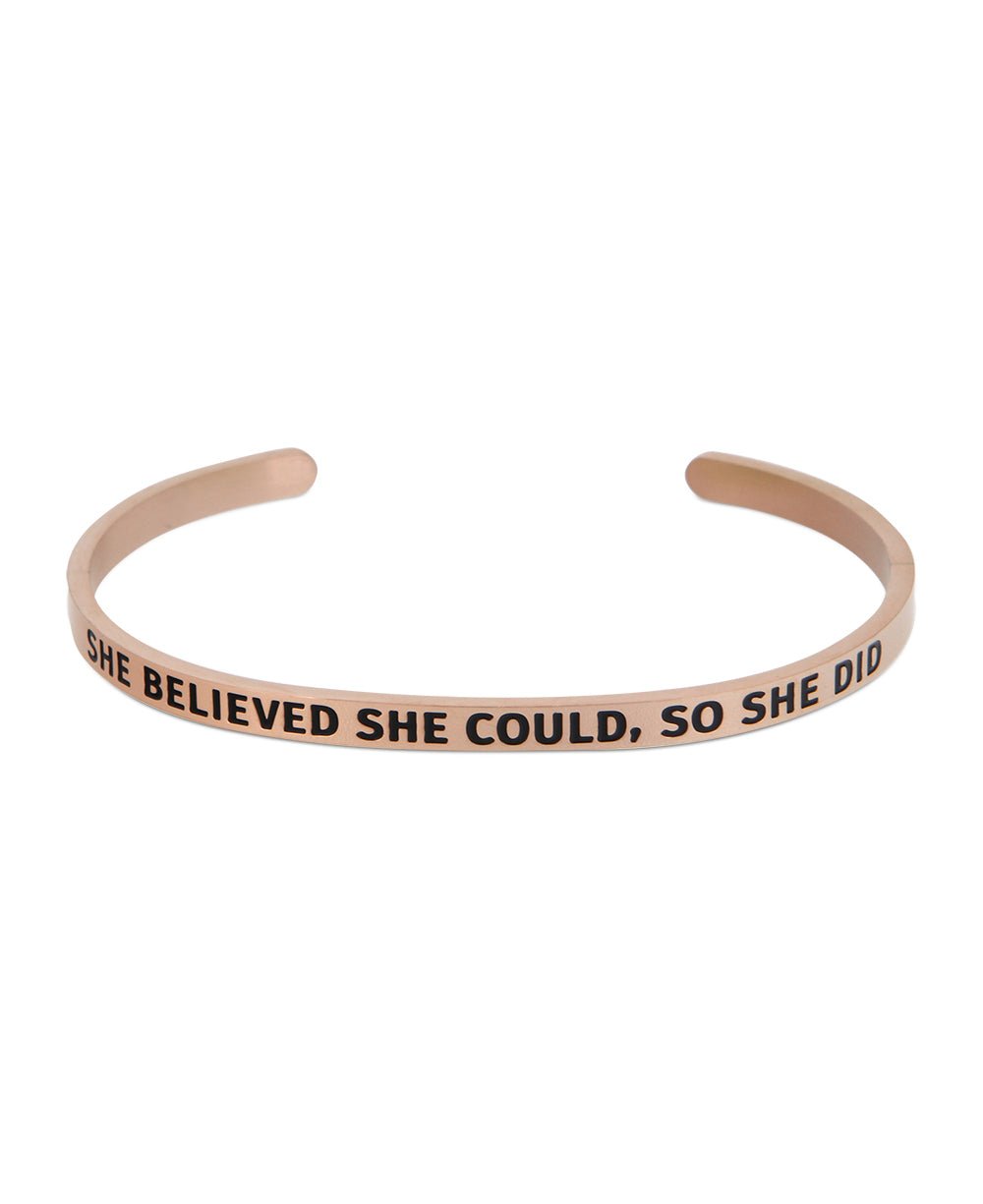 She Believed She Could So She Did, Inspirational Cuff Bracelet、mySite、topwebapps
