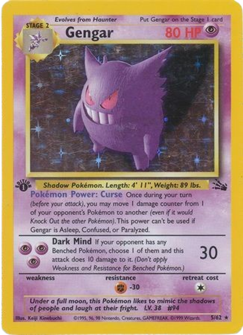 Gengar - 5/62 - Holo 1st Edition、mySite、waistdrama