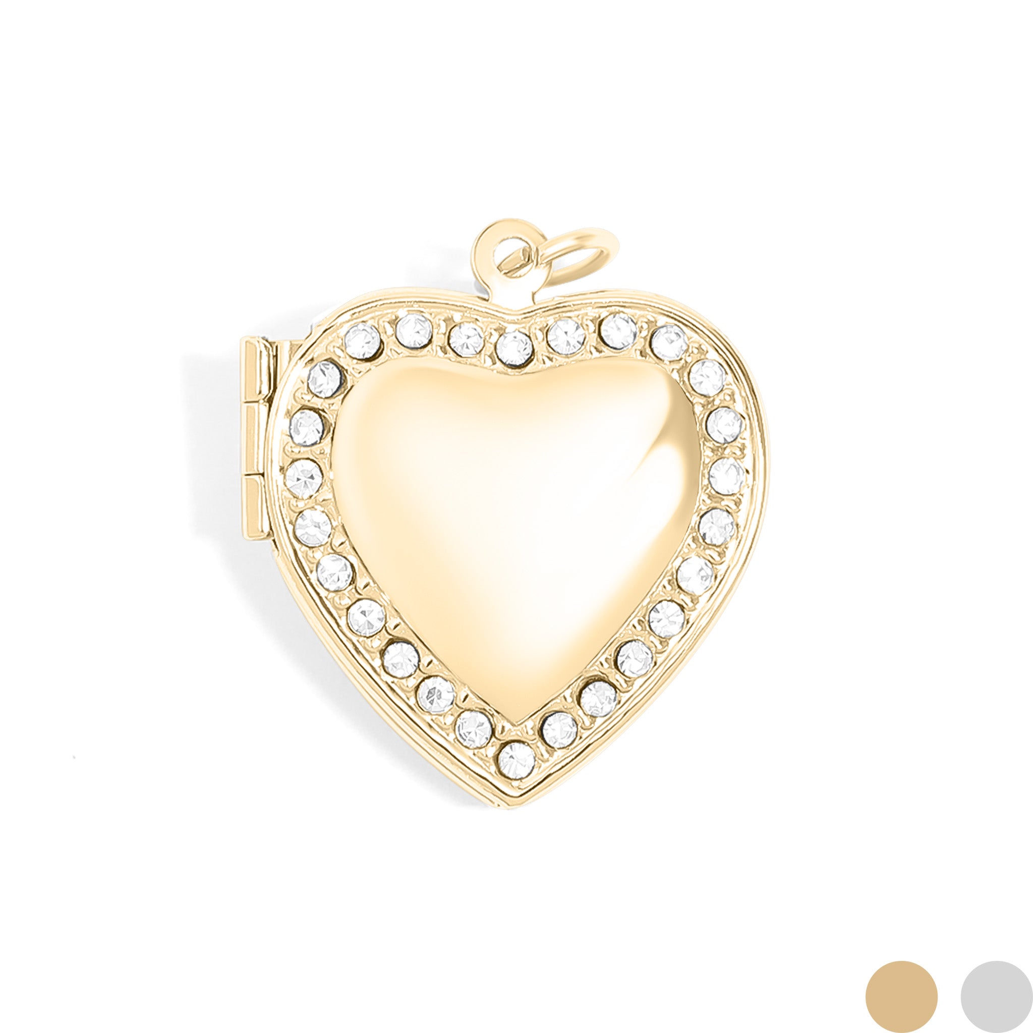 18K Gold PVD Stainless Steel Heart Locket with Stones / PDL0238、mySite、dreamappss