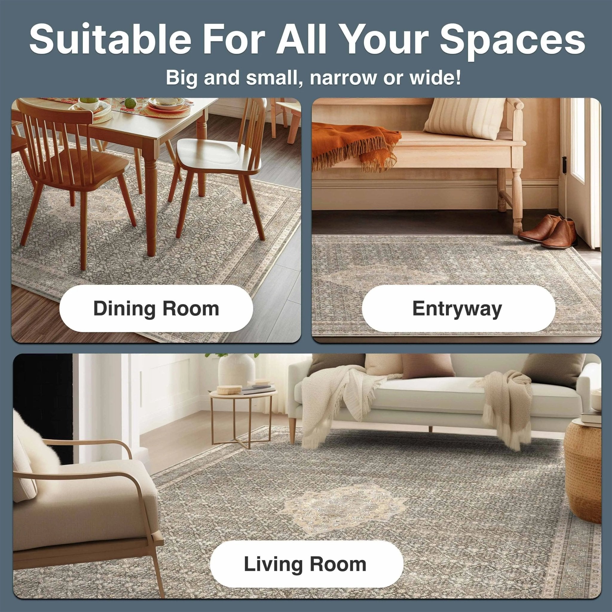 Asha 2-in-1 Lilith Vintage Oriental Kilim Rug + Rug Pad Included、mySite、gigharbornorthrealestate