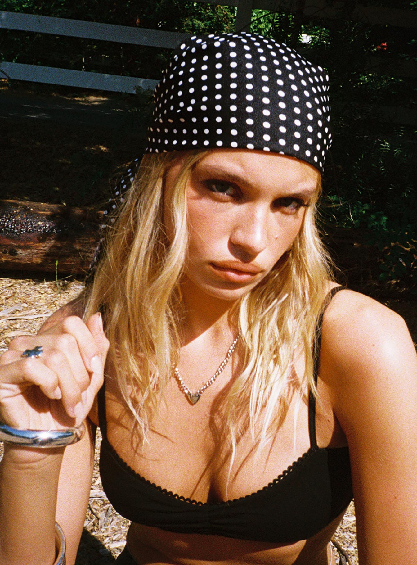 Nellie Hair Scarf Black Polka Dot、mySite、solidvoid