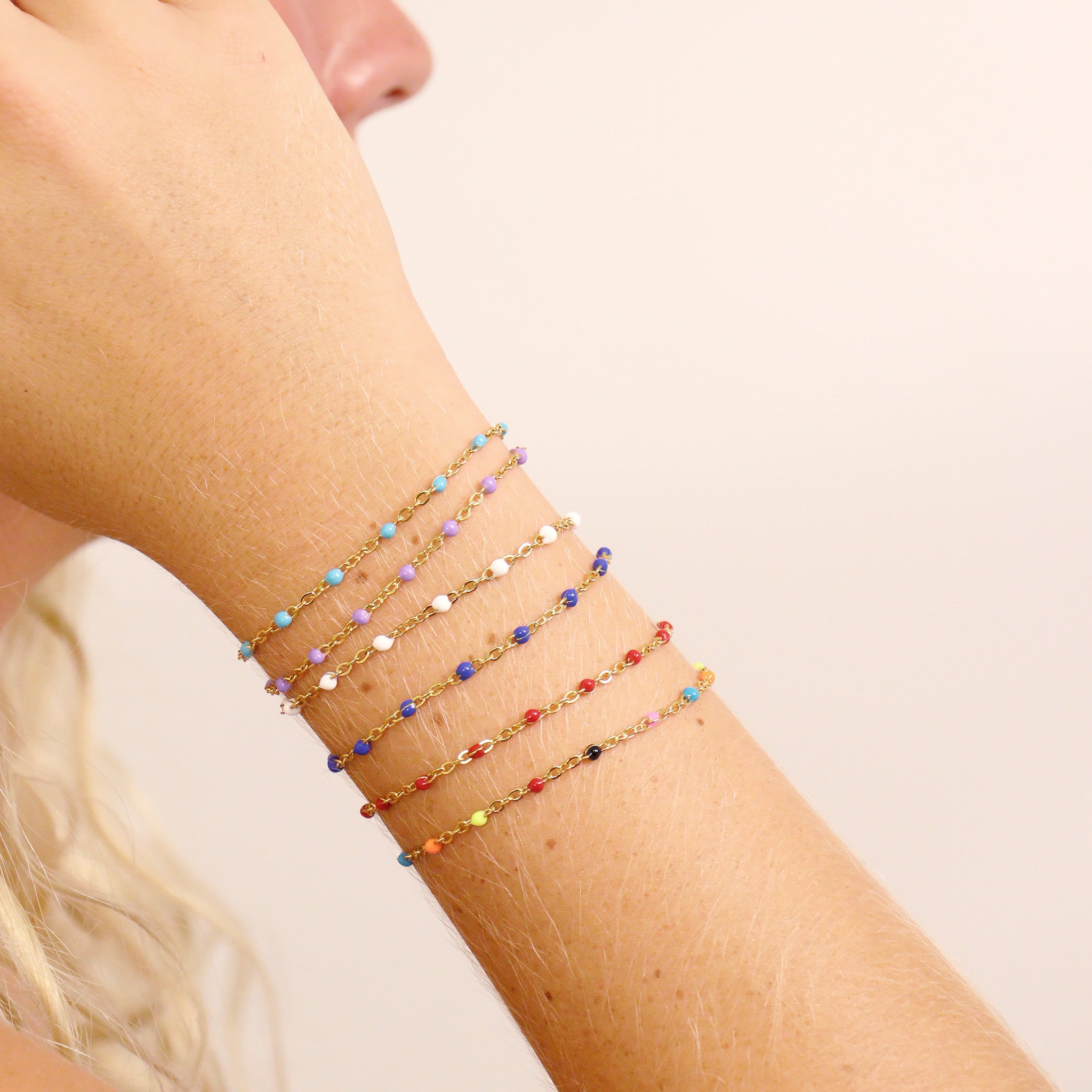 18K Gold PVD Stainless Steel White Confetti Bracelet / BRJ1059、mySite、dreamappss