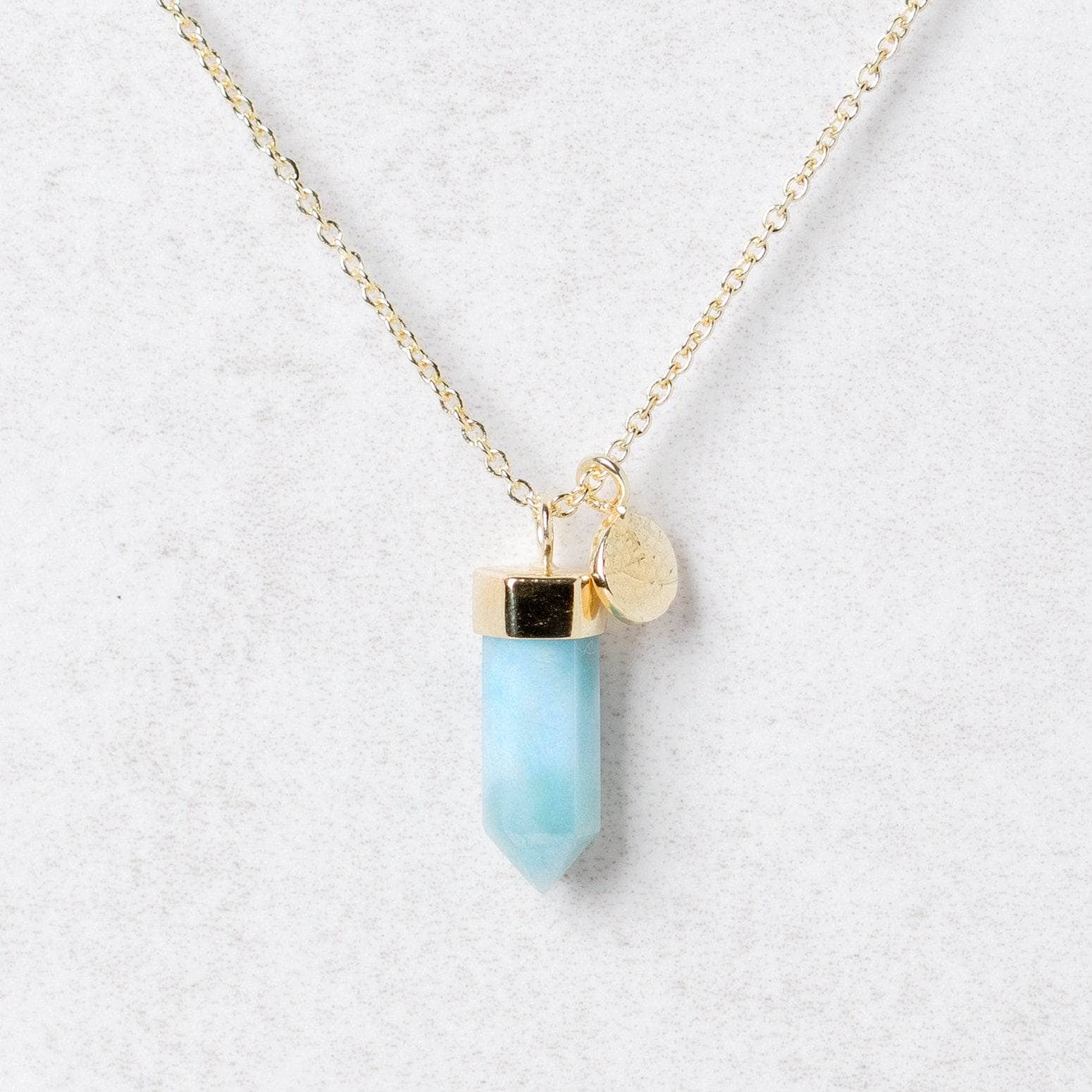 Delicate Rare Genuine Larimar Crystal Point Necklace、mySite、hinf8tx79