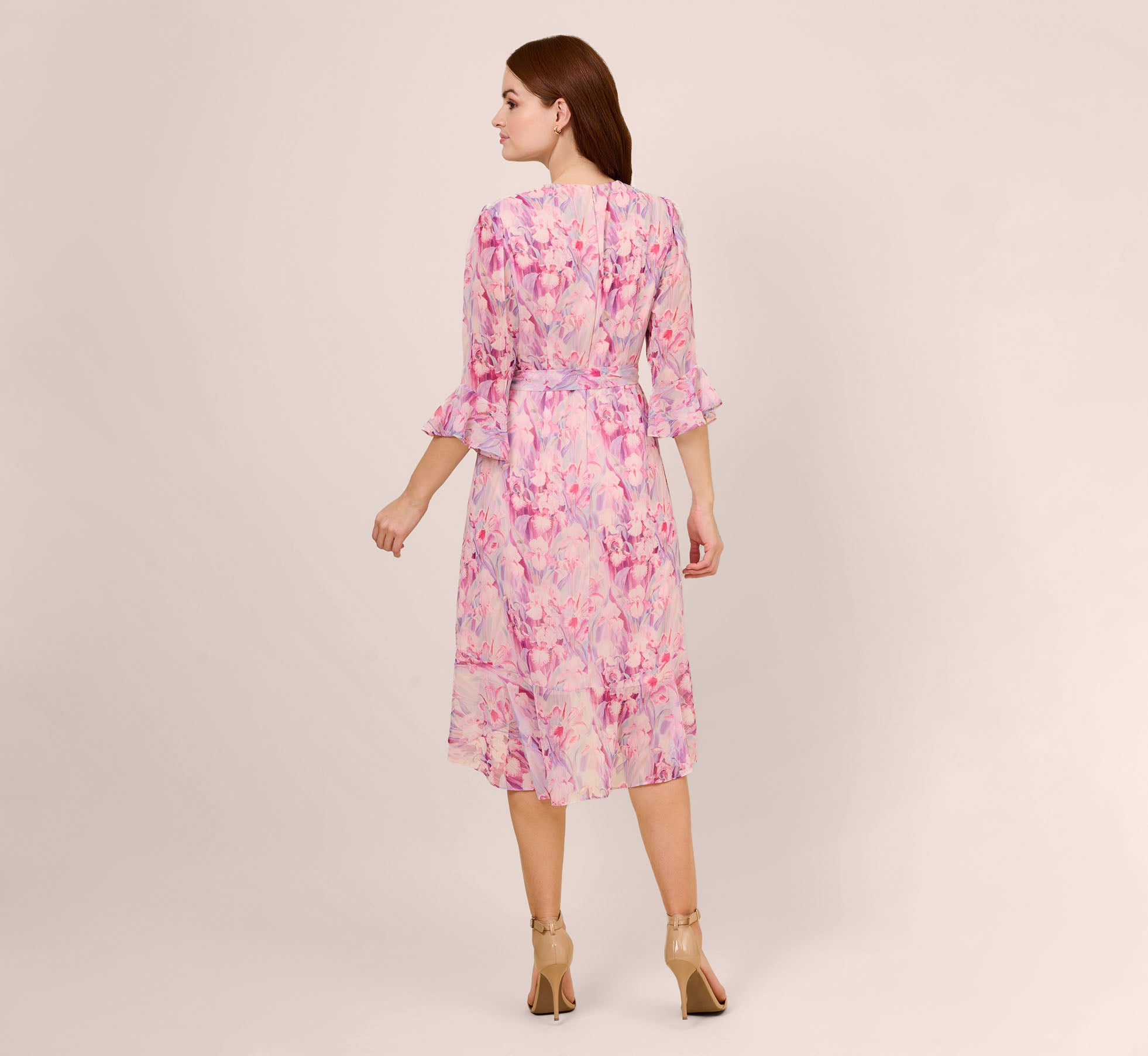 Floral-Printed Chiffon Short Dress In Pink Multi、mySite、solidvoid