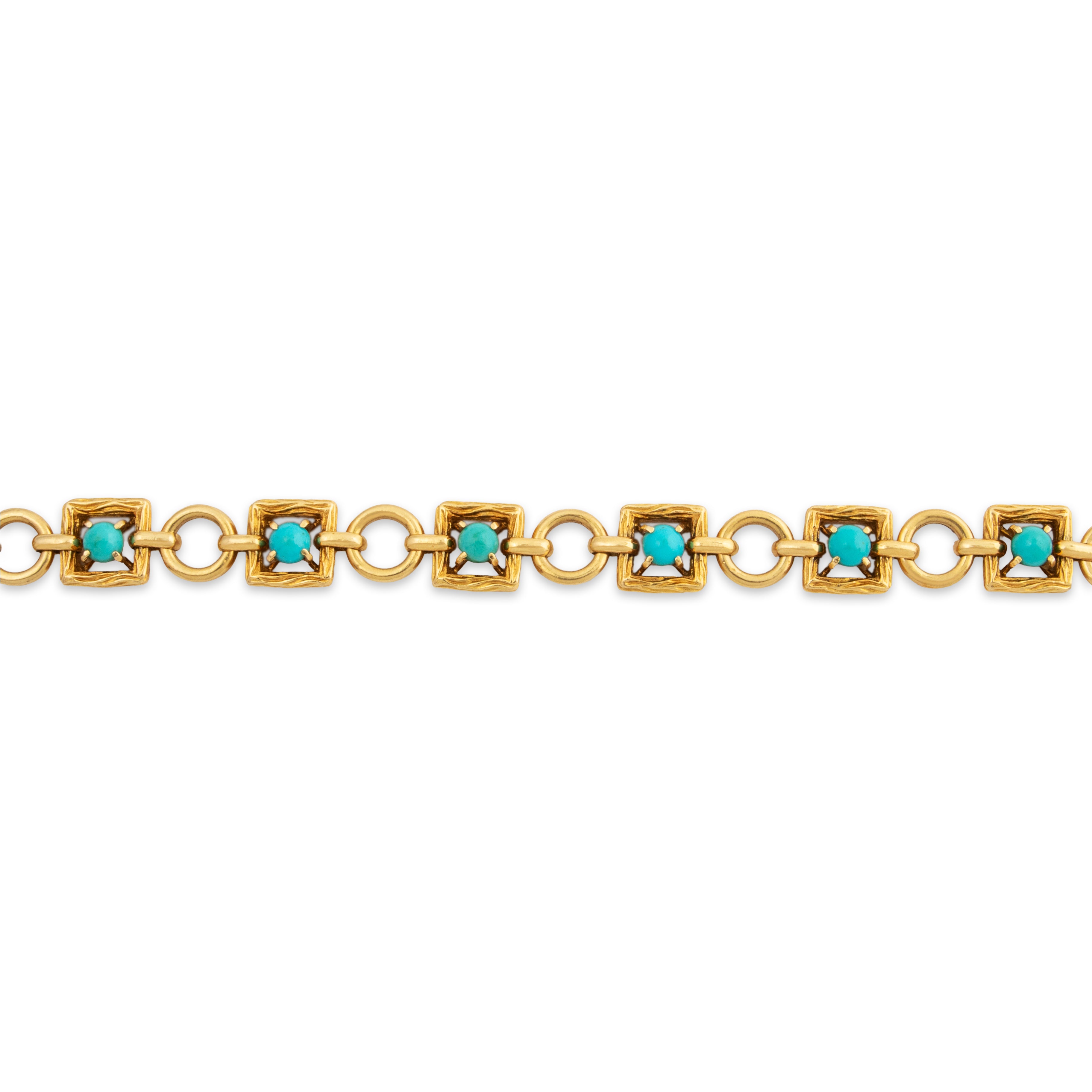 Heavy & Rare Tiffany & Co. 18k Yellow Gold Turquoise Mid Century Bracelet 6、mySite、hinf8tx79