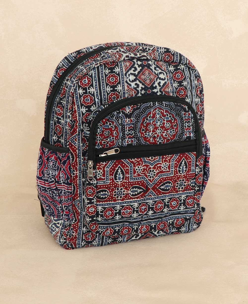 Kantha Stitch Block Print Inspired Compact Backpack、mySite、topwebapps