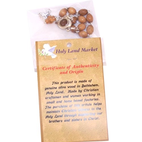  Chaplet/Bracelet Holy Rosary - Olive Wood with Holy Land Soil Center (19 cm or 7.5 in)、mySite、elrpsem3k