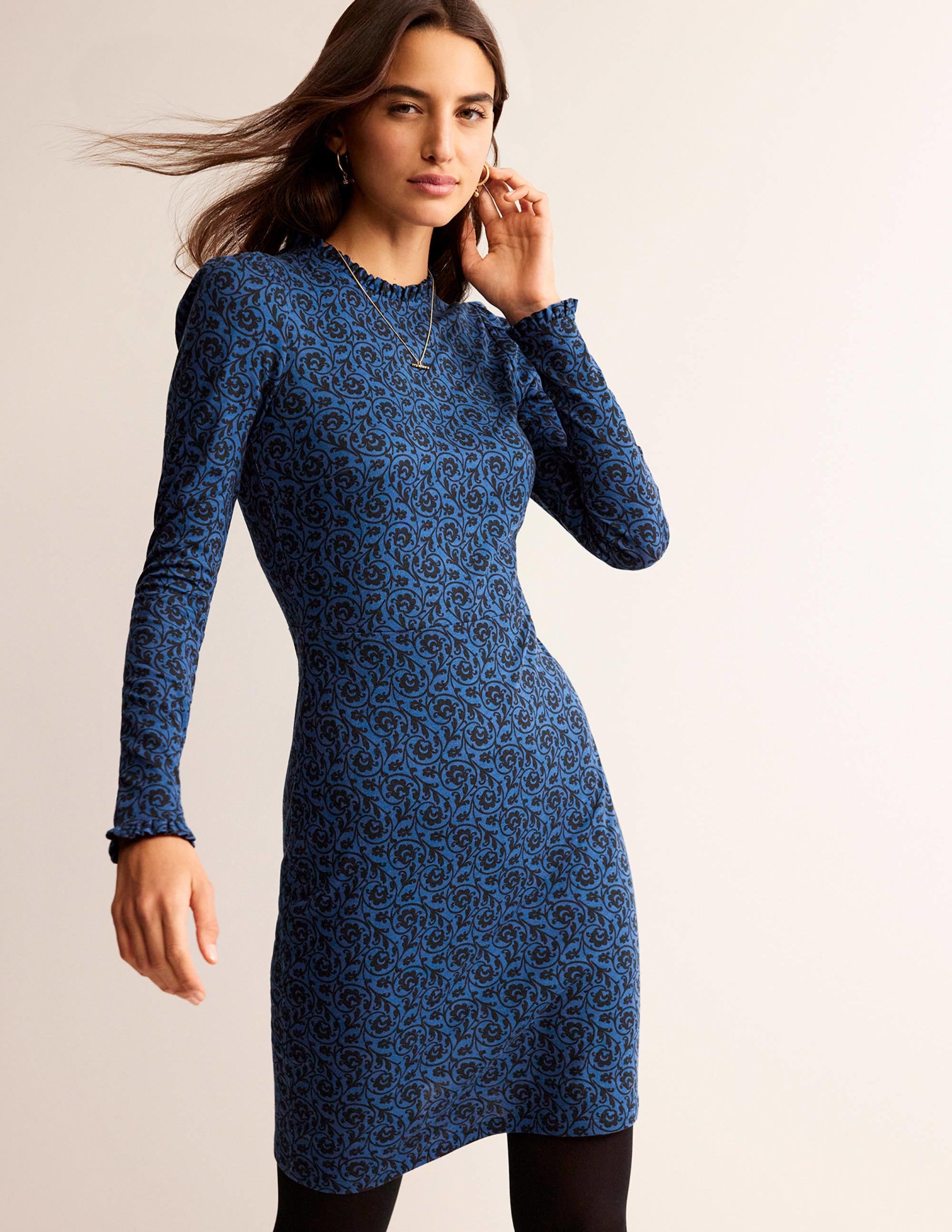  Frill-Detail Mini Dress-Atlantic, Primrose Swirl、mySite、ashleygrahame